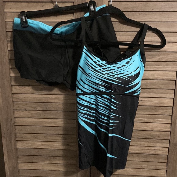 NWT - Ladies Bathing Suit (L) Black/Aqua Blue - Picture 2 of 10